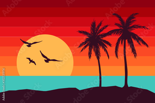 Paradise Palms Hawaii Silhouette Sea