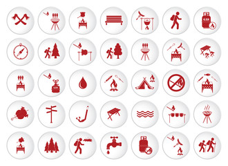 Wall Mural - Set of travel and camping equipment icons