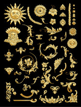 Elements In Baroque, Rococo, Victorian Renaissance Style. Trendy Floral Vintage Pattern Vector Illustration.