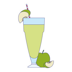 Poster - green apple juice glass icon