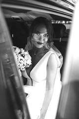 the bride in the car