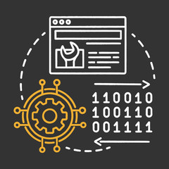 Poster - System testing chalk concept icon. Software development stage idea thin line illustration. Application perfomance verification. IT project managment idea. Vector isolated chalkboard illustration