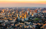 Fototapeta Miasta - Wide Angle View of Bangkok, Thailand at Sunset