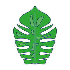 Sticker - tropical leaf icon, flat design