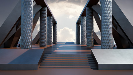 Wall Mural - Space environment, ready for comp of your characters.3D rendering
