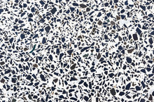 Natural Background Of White Marble Terrazzo Pattern. Texture Of Mosaic Floor With Natural Stones, Granite, Marble, Quartz, Limestone, Concrete. Polished Rock Surface