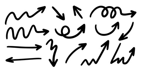 Poster - Sketch arrow vector set. Hand drawn arrows, mark point icon design collection for business and education design element. 