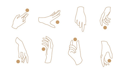 Wall Mural - hand linear style icon, hands and fingers vector design in various poses for create logo and line ar