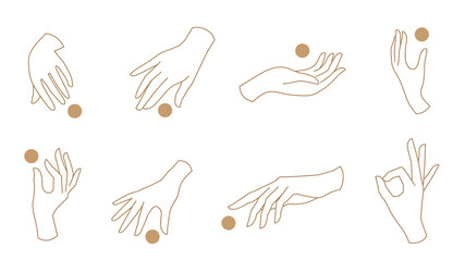 Wall Mural - hand linear style icon, hands and fingers vector design in various poses for create logo and line ar