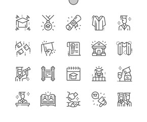 Poster - Graduation Day Well-crafted Pixel Perfect Vector Thin Line Icons 30 2x Grid for Web Graphics and Apps. Simple Minimal Pictogram