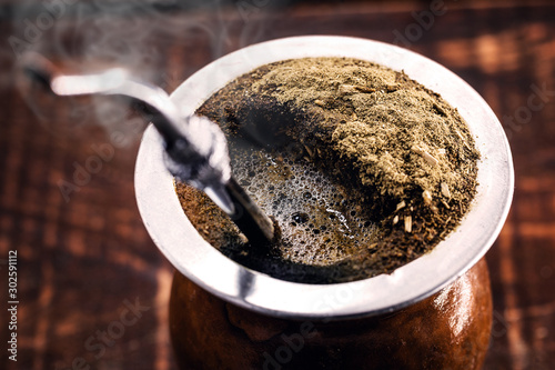 Photographie A typical Brazilian drink, o chimarrão, or mate, is a character