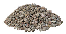 A Large Pile Of Small Granite Cobble Stones For The Construction Of A Rural House Isolated