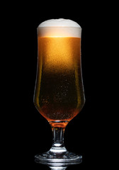 Wall Mural - Glass of beer isolated on black background.