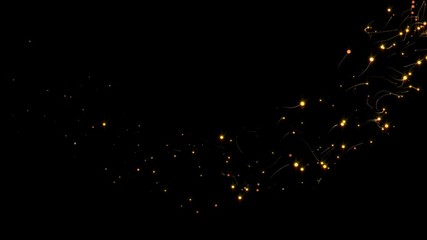 Poster - 4K Flight of gold bokeh particles. Magical shimmering light. Merry Christmas golden intro template. 