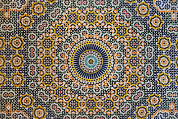 Colourful moroccan tilework of Kasbah Telouet, Morocco.