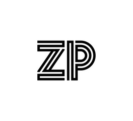 Initial two letter black line shape logo vector ZP