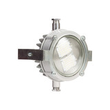 Fototapeta Londyn - LED street flood light lamps in white strong metal housing for outdoor and indoor industrial use isolated on white.