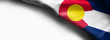 Fabric texture of the Colorado Flag background - flag on white background - right top corner - free copy space