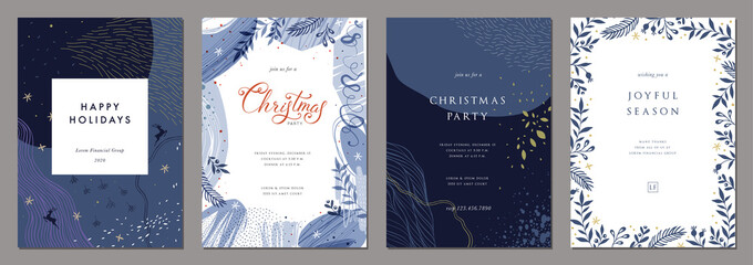 Wall Mural - merry christmas and bright corporate holiday cards.