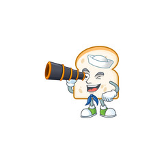 Sticker - Slice white bread with mascot sailor holding binocular.