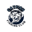 catfish jump with background blue water for your fishing club logo badge. can also be used on t shirts