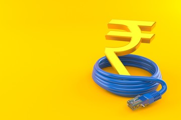 Poster - Rupee currency symbol with network cable