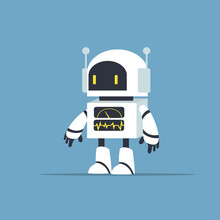 Cute White Robot Character Vector