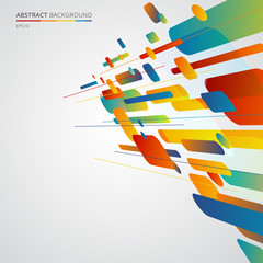 Poster - abstract geometric shapes dynamic composition made of various colorful rounded lines diagonal perspe