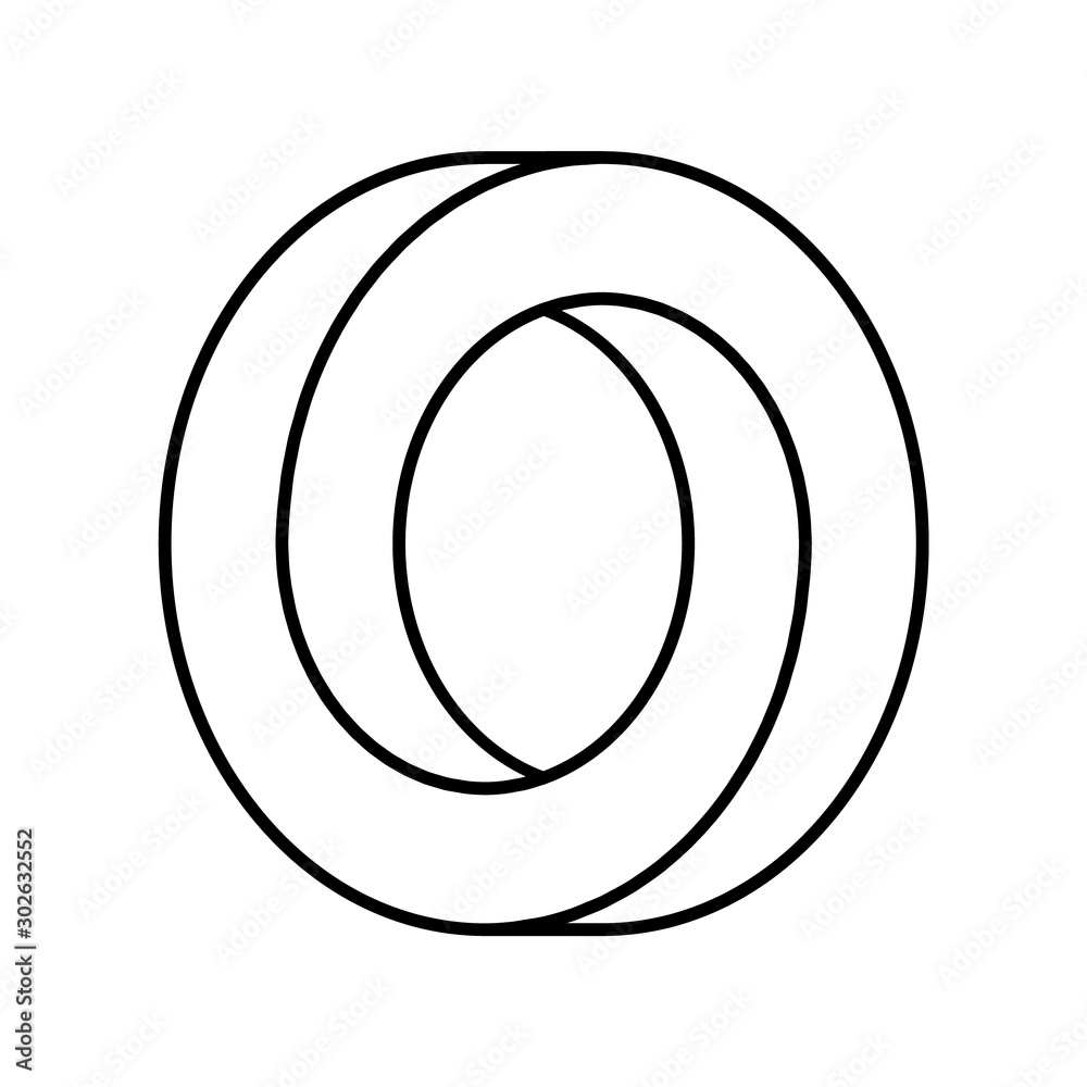 Impossible circle shape. Optical illusion. Linear infinite circular shape.  Interlocking circles outline on white background. Abstract endless  geometric loop. Letter O or ring. Vector illustration. Stock Vector | Adobe  Stock, image size:1000x1000