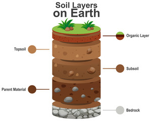 Wall Mural - layers of the earth on white background