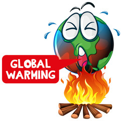 Poster - Global warming with earth on fire