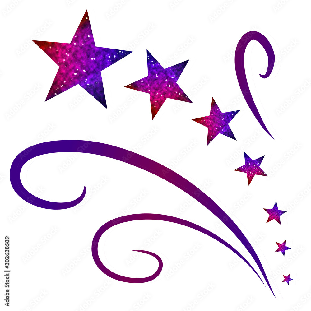 Clipart with seven stars and lines silhouette filled with galaxy space  background Stock Illustration | Adobe Stock, image size:1000x1000