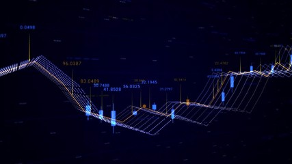 Poster - Business data of the currency rate chart and economics decrease and growth. Animation. Infographics with world statistics, global data showing analytical information.