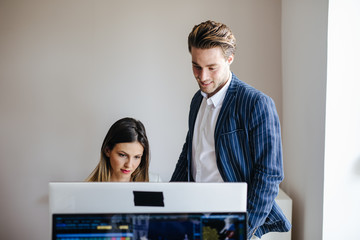 Canvas Print - Business People Working in an Office