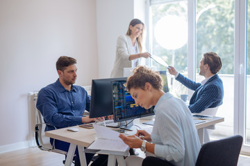 Wall Mural - Business People Working in an Office