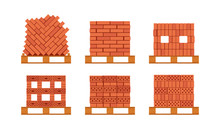 Vector Brick Pallet Icons In Flat Style