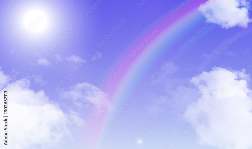 虹が綺麗な晴れの日の空と雲 Stock Illustration | Adobe Stock