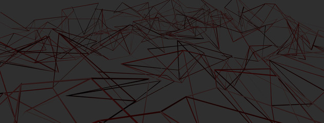 Poster - 3d ILLUSTRATION WIRE DESIGN, of abstract crystal background, triangular texture, wide panoramic for wallpaper