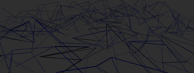 Poster - 3d ILLUSTRATION WIRE DESIGN, of abstract crystal background, triangular texture, wide panoramic for wallpaper