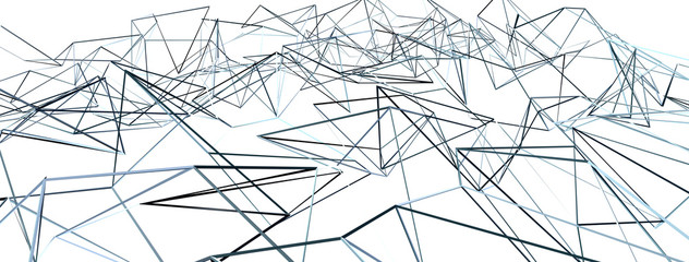 Poster - 3d ILLUSTRATION WIRE DESIGN, of abstract crystal background, triangular texture, wide panoramic for wallpaper