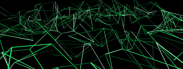 Poster - 3d ILLUSTRATION WIRE DESIGN, of abstract crystal background, triangular texture, wide panoramic for wallpaper
