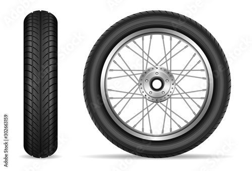 Cuadros en Lienzo Motorcycle tires isolated on white background vector illustration