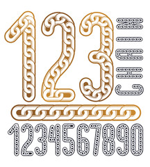Poster - Vector numerals collection. Funky numbers for use as poster design elements. Made with iron chain, linked connection.