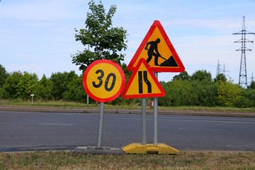 Road construction traffic signs