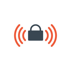 Poster - Wireless remote lockunlock system. Lock and wifi symbol for devices, web site or mobile app. Stock Vector illustration isolated on white background.