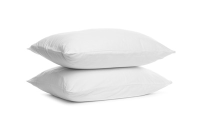 Blank soft new pillows isolated on white