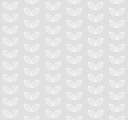 Wall Mural - Scandinavian floral seamless pattern. White leaves on a gray background. Pattern for wallpaper, textile design