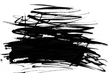 Black Ink Textures, Abstract Photos Isolated On White Background