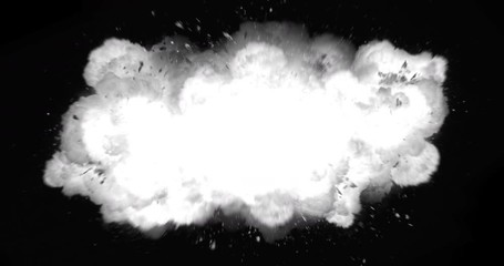 Realistic fireball explosion and blasts with luma channel. 4K VFX element.
