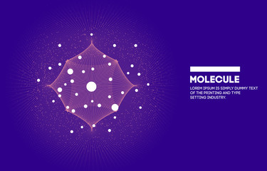 Poster - Molecule star. Innovations molecular systems intuitive thinking and development technologies in automatics cyborg systems and chemical industry. Future technologies geometry style.